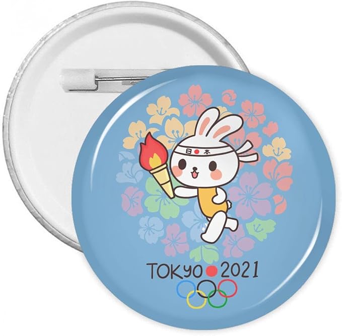 东京奥运会 2021 圆形徽章带纽扣别针高级装饰成人包帽1件适合派对2.
